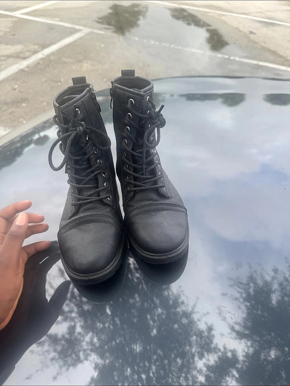 Time and Tru Women's Combat Lug Boots Black Combat Boots